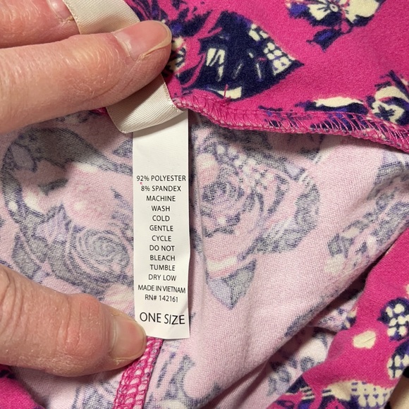 LuLaRoe OS One Size Pink Floral Leggings NWT - Picture 4 of 8